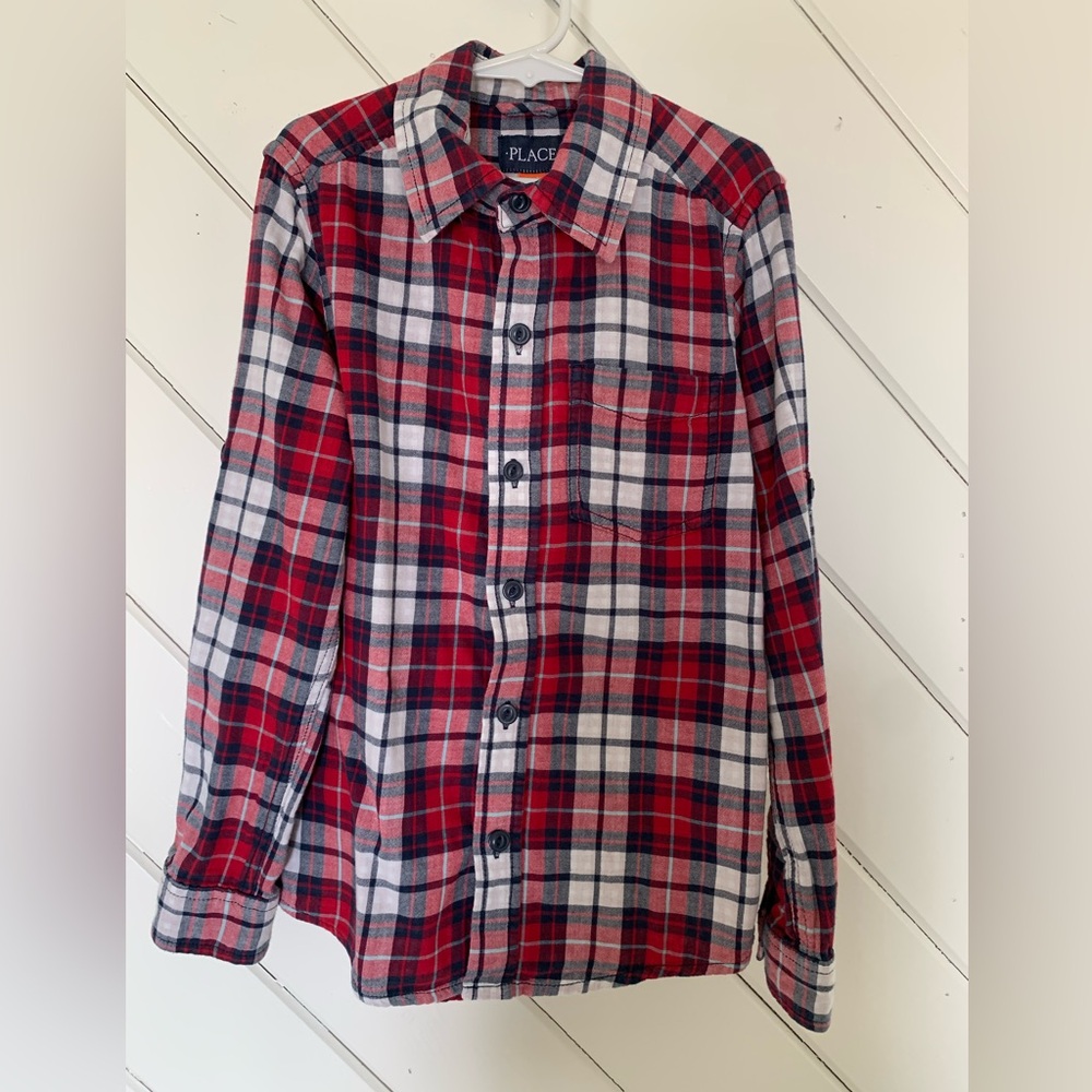 The Children's Place Red and Blue Plaid Button-Down Shirt